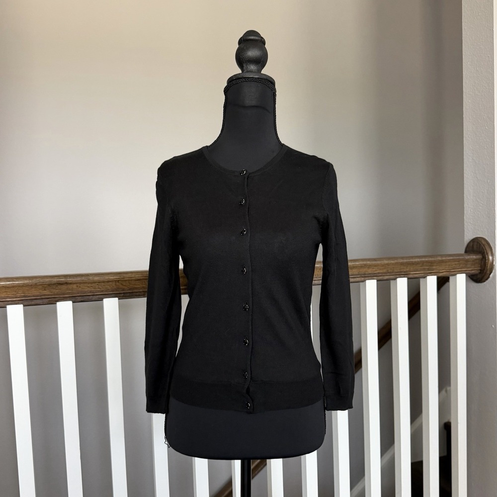 The Limited Black Silk Cashmere Cardigan Sweater Small Y2K Whimsigoth Luxury 90s